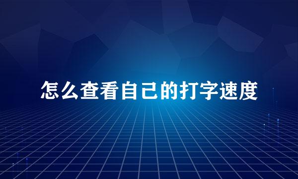 怎么查看自己的打字速度