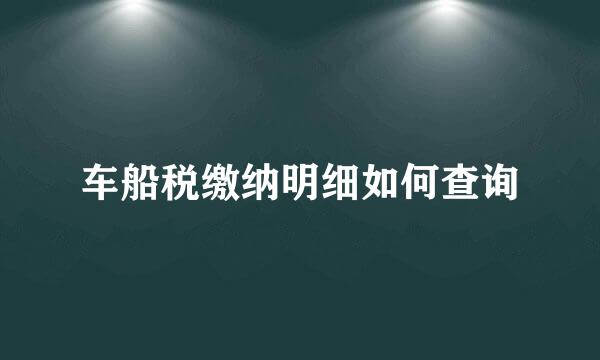 车船税缴纳明细如何查询