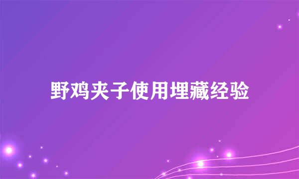 野鸡夹子使用埋藏经验