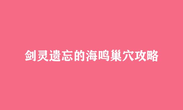 剑灵遗忘的海鸣巢穴攻略
