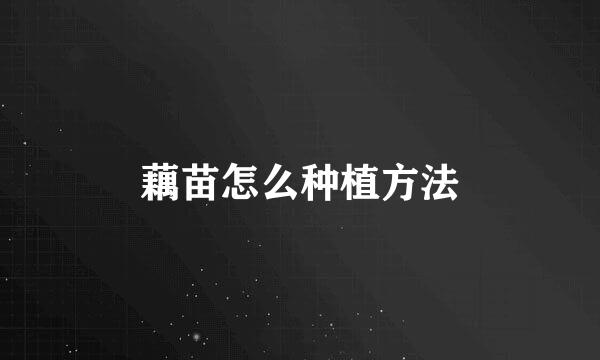 藕苗怎么种植方法