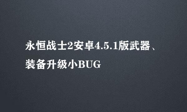 永恒战士2安卓4.5.1版武器、装备升级小BUG