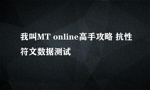 我叫MT online高手攻略 抗性符文数据测试