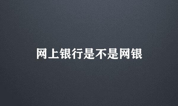 网上银行是不是网银