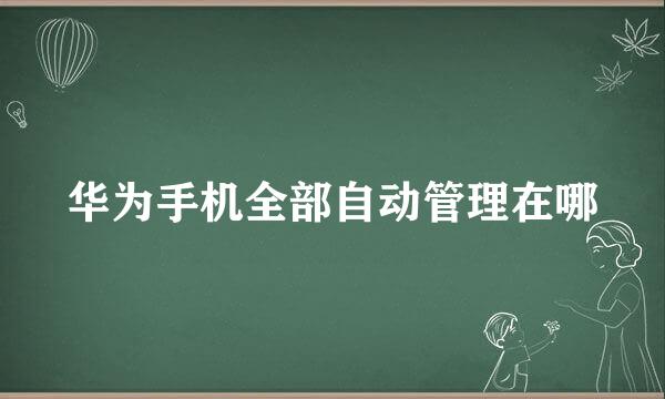 华为手机全部自动管理在哪