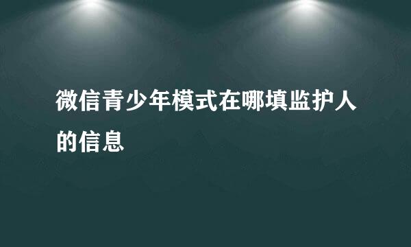 微信青少年模式在哪填监护人的信息