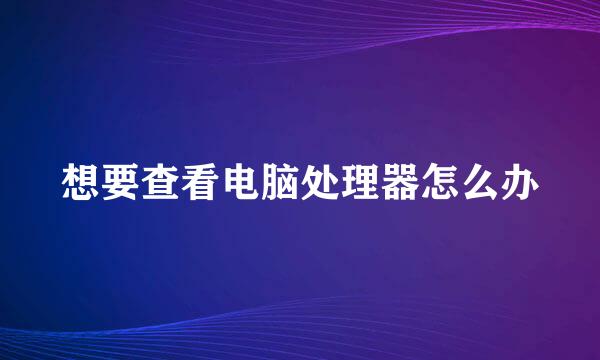 想要查看电脑处理器怎么办