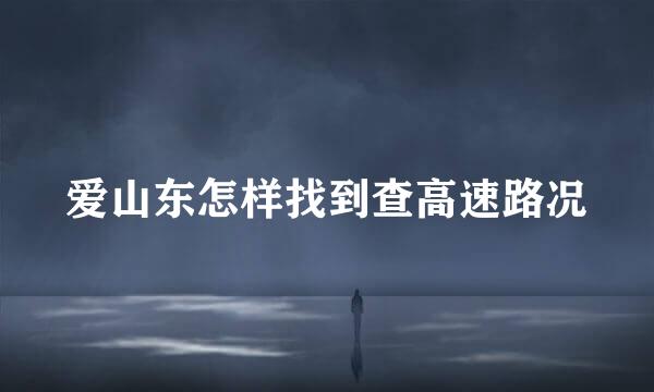 爱山东怎样找到查高速路况