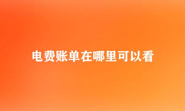 电费账单在哪里可以看