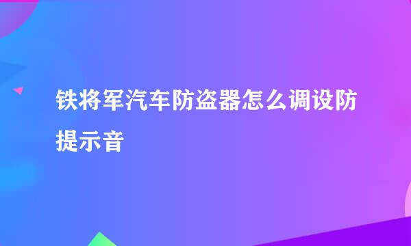 铁将军汽车防盗器怎么调设防提示音