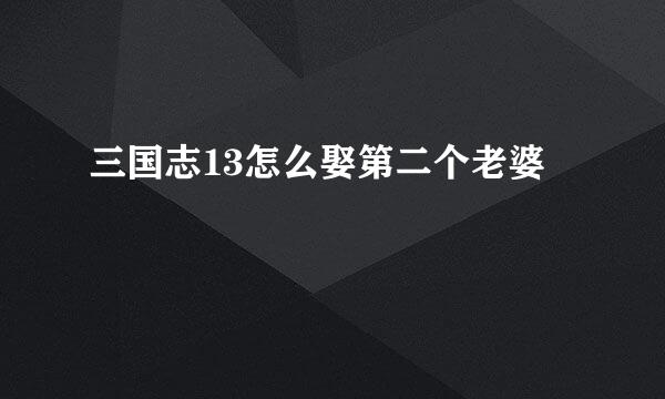 三国志13怎么娶第二个老婆
