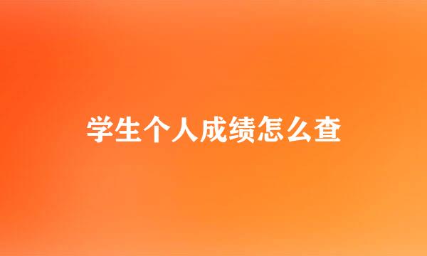 学生个人成绩怎么查
