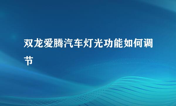 双龙爱腾汽车灯光功能如何调节