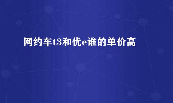网约车t3和优e谁的单价高
