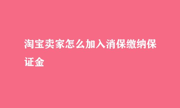 淘宝卖家怎么加入消保缴纳保证金