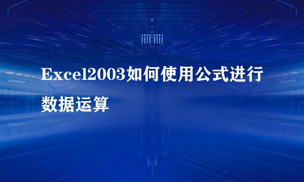 Excel2003如何使用公式进行数据运算