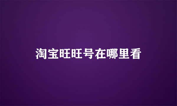 淘宝旺旺号在哪里看