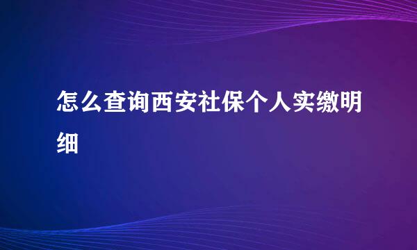 怎么查询西安社保个人实缴明细