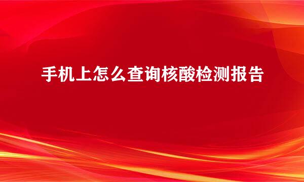 手机上怎么查询核酸检测报告