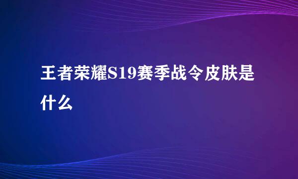 王者荣耀S19赛季战令皮肤是什么