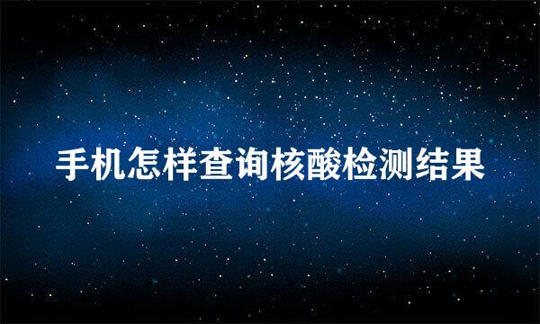 手机怎样查询核酸检测结果