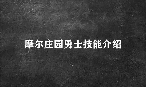 摩尔庄园勇士技能介绍