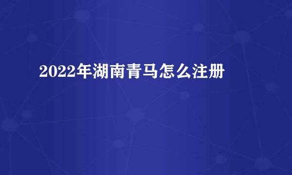 2022年湖南青马怎么注册
