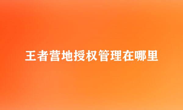 王者营地授权管理在哪里
