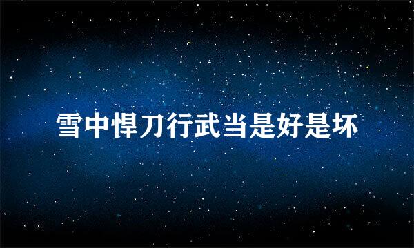 雪中悍刀行武当是好是坏