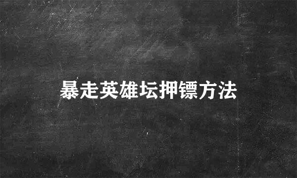 暴走英雄坛押镖方法