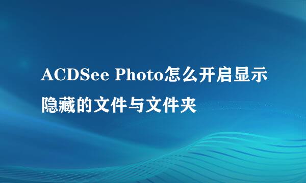 ACDSee Photo怎么开启显示隐藏的文件与文件夹