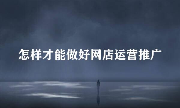 怎样才能做好网店运营推广