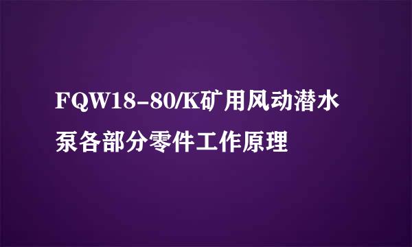 FQW18-80/K矿用风动潜水泵各部分零件工作原理