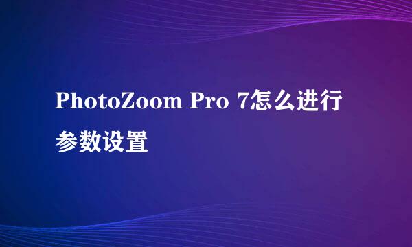 PhotoZoom Pro 7怎么进行参数设置