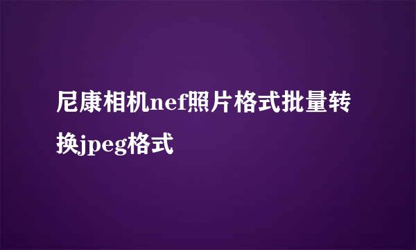尼康相机nef照片格式批量转换jpeg格式