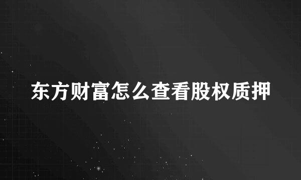 东方财富怎么查看股权质押