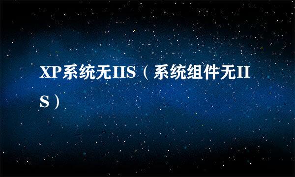 XP系统无IIS（系统组件无IIS）