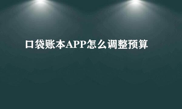 口袋账本APP怎么调整预算
