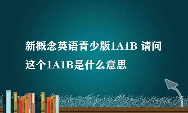 新概念英语青少版1A1B 请问这个1A1B是什么意思