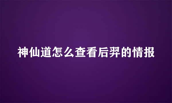 神仙道怎么查看后羿的情报
