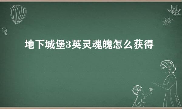 地下城堡3英灵魂魄怎么获得