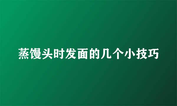 蒸馒头时发面的几个小技巧