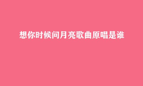 想你时候问月亮歌曲原唱是谁