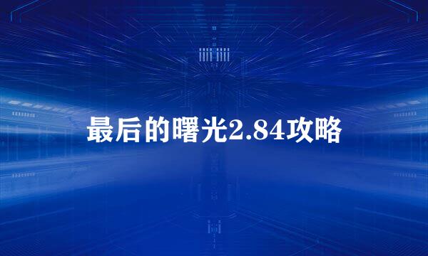 最后的曙光2.84攻略