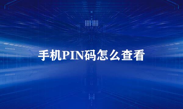 手机PIN码怎么查看