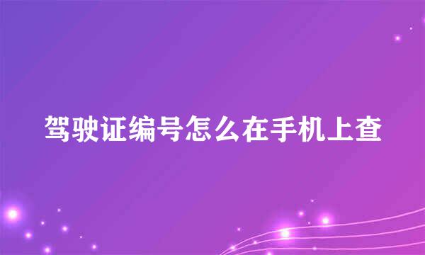 驾驶证编号怎么在手机上查