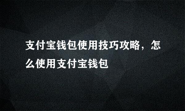 支付宝钱包使用技巧攻略，怎么使用支付宝钱包
