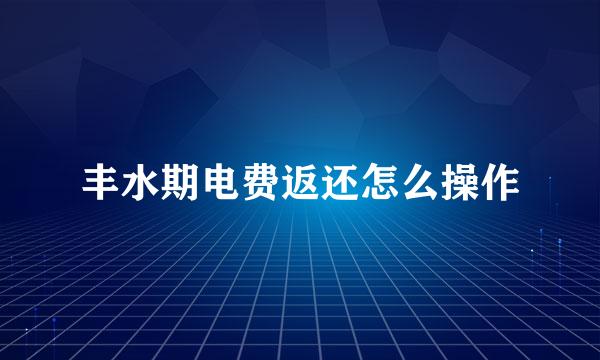丰水期电费返还怎么操作