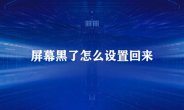 屏幕黑了怎么设置回来