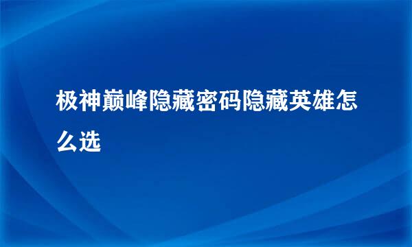 极神巅峰隐藏密码隐藏英雄怎么选